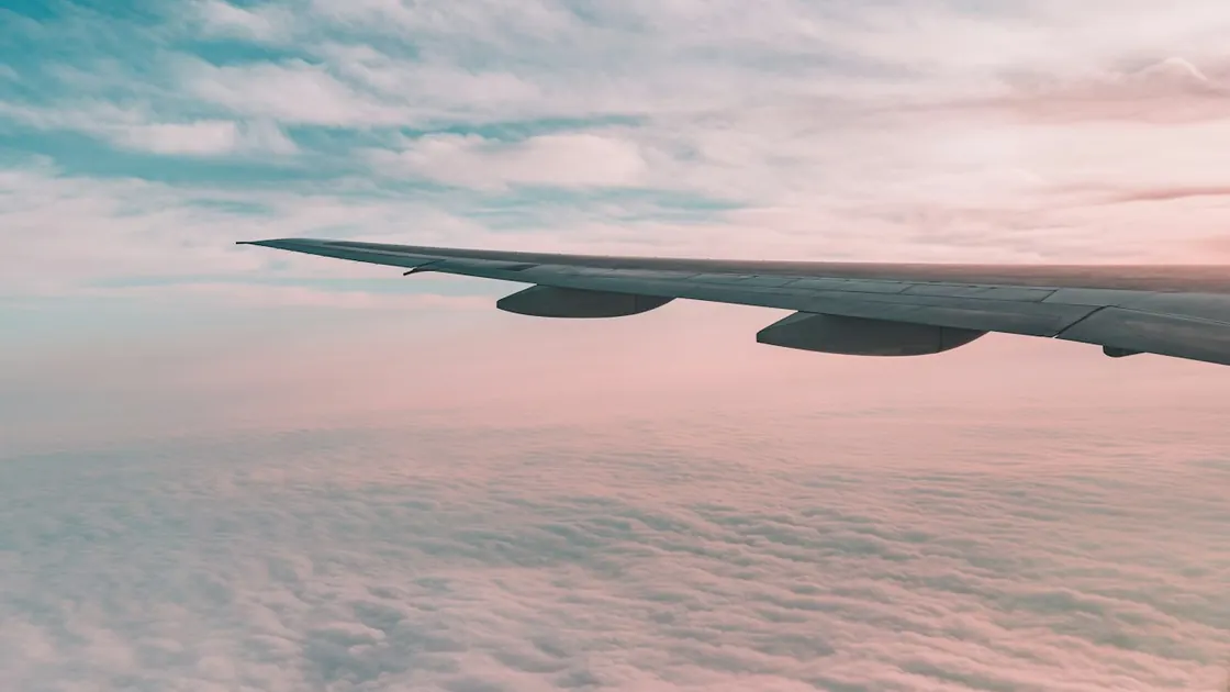 View of the aircraft wing from the window on the flight home